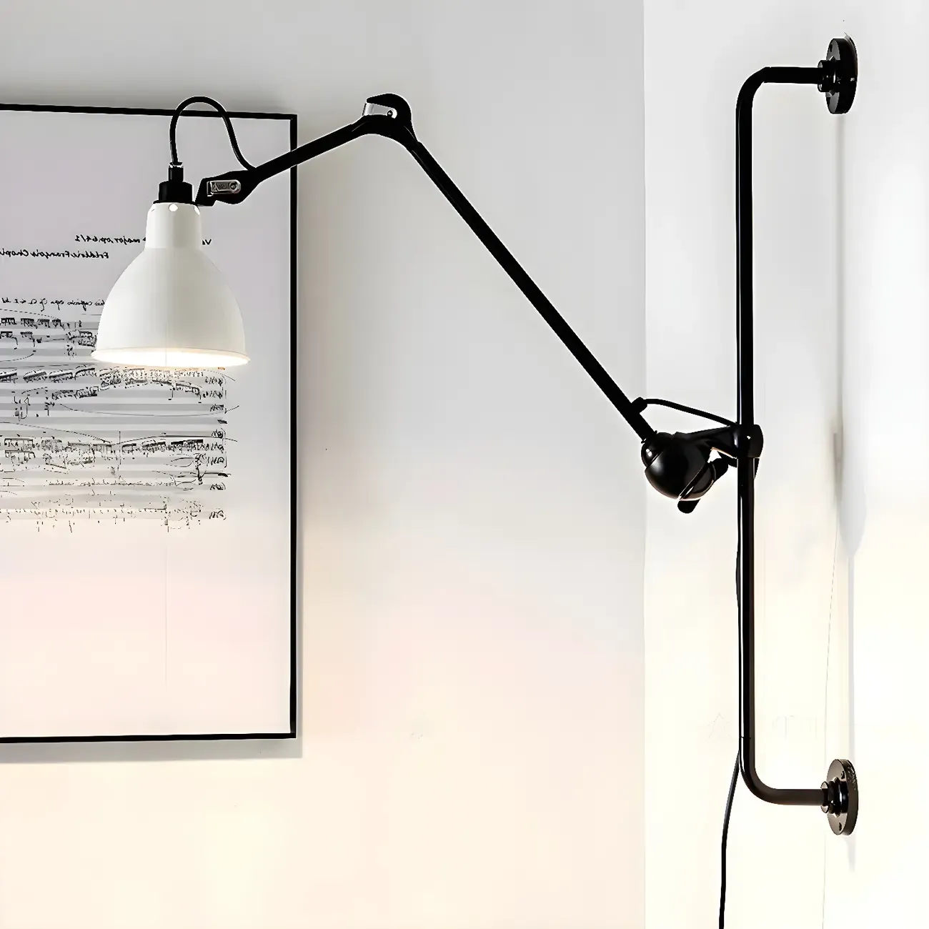 Trestle Base Metal Black Swing Arm Wall Light Image - 8