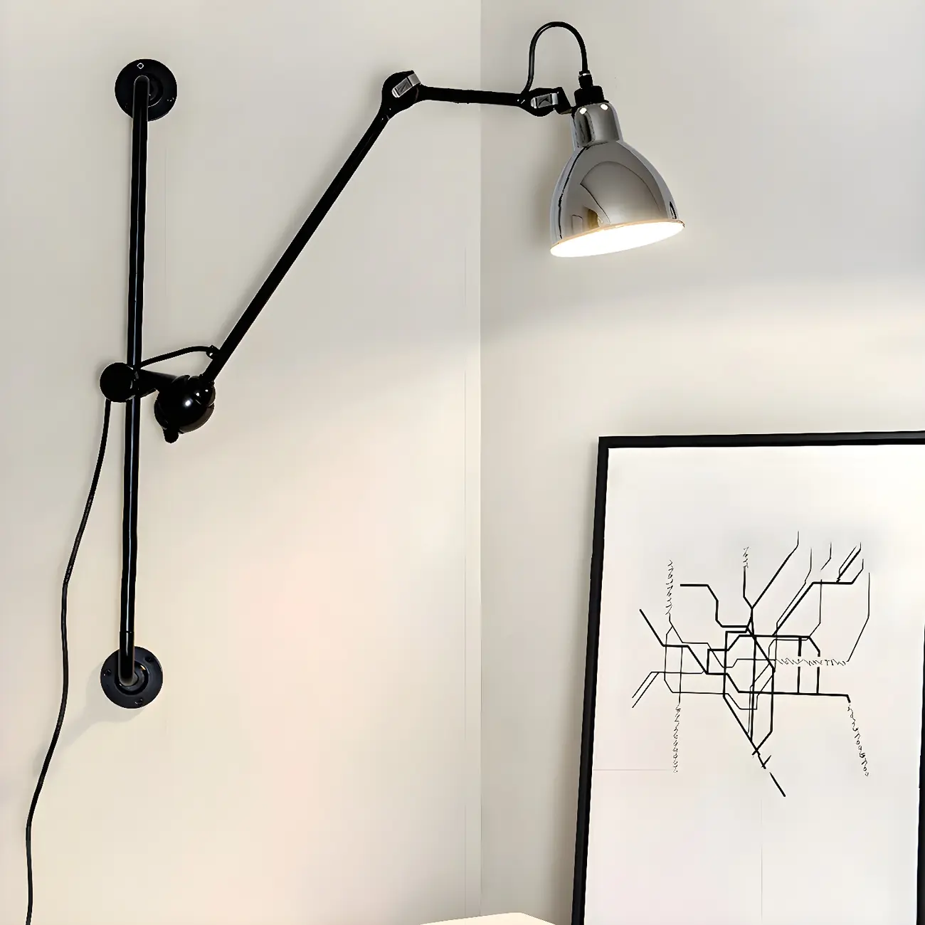 Trestle Base Metal Black Swing Arm Wall Light Image - 7 | homeyfad