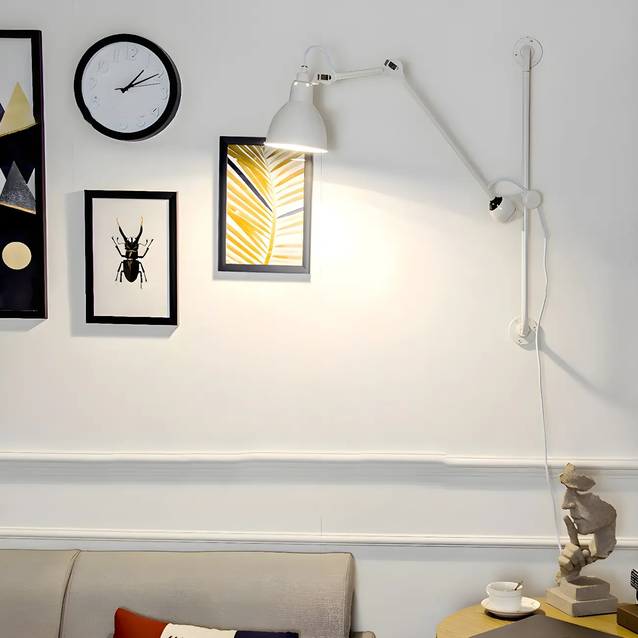 Trestle Base Metal Black Swing Arm Wall Light Image - 9 | homeyfad