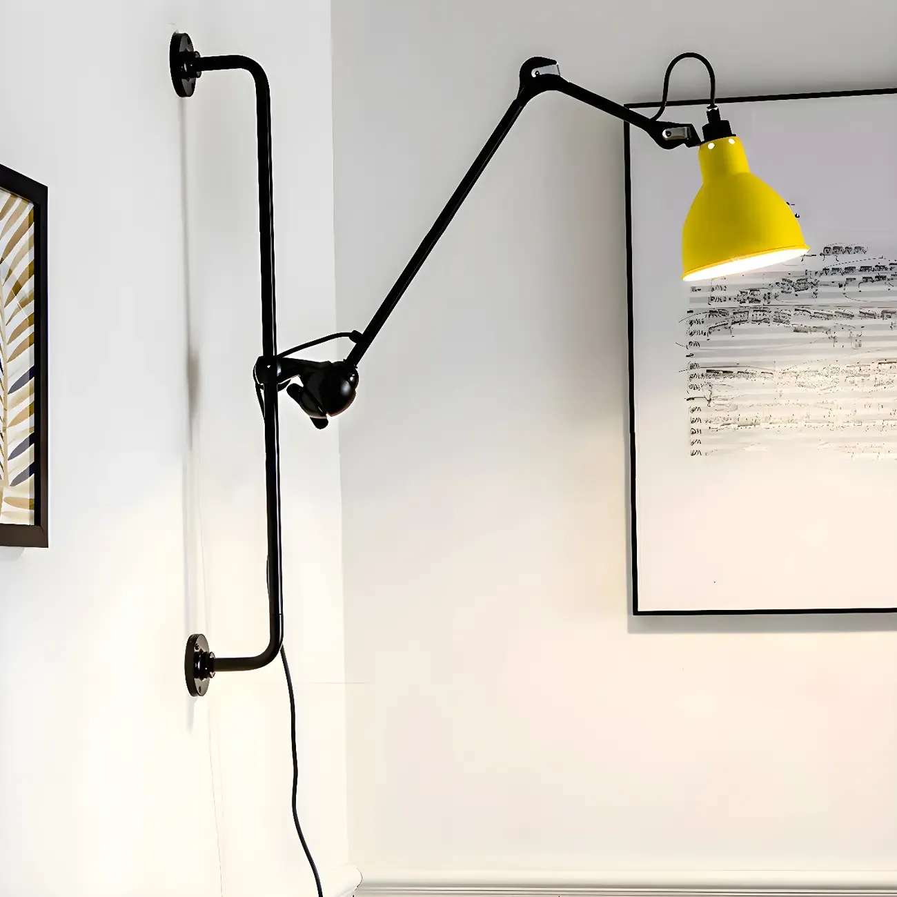 Trestle Base Metal Black Swing Arm Wall Light Image - 6