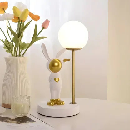 Whimsical Bunny Kids Lamp Glass Planet Design for Bedroom