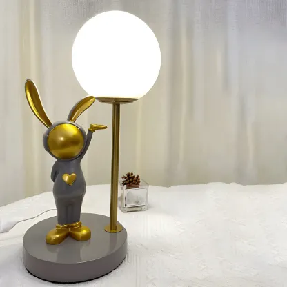 Whimsical Bunny Kids Lamp Glass Planet Design for Bedroom