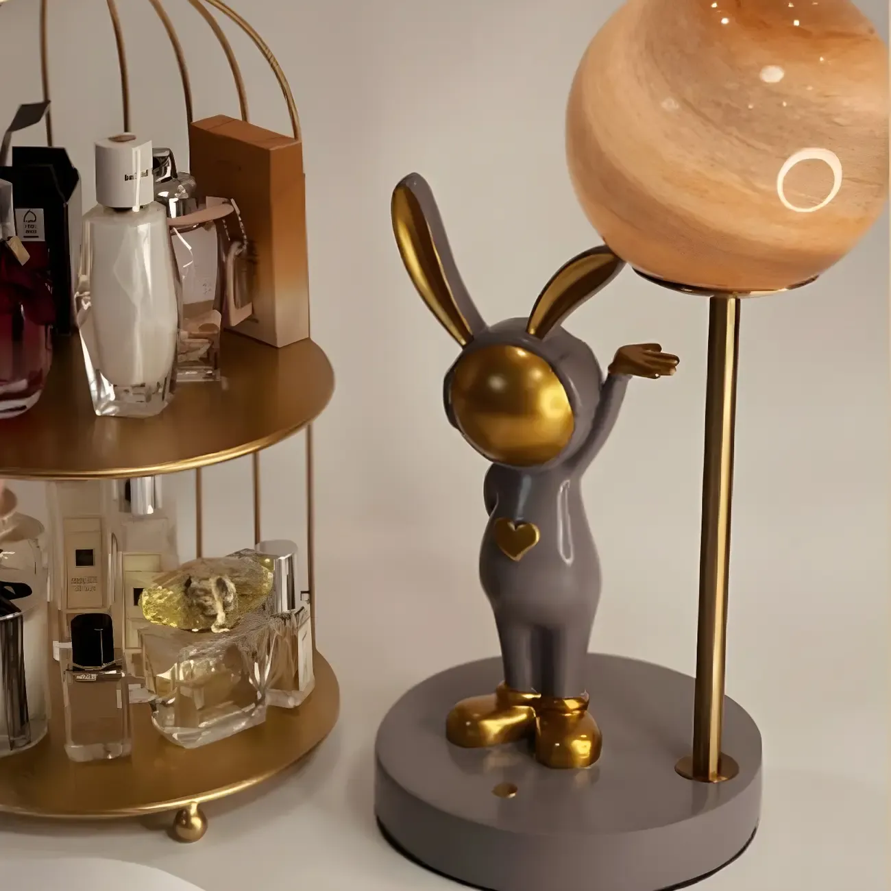 Whimsical Bunny Kids Lamp Glass Planet Design for Bedroom