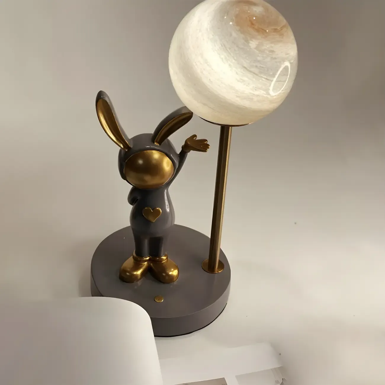 Whimsical Bunny Kids Lamp Glass Planet Design for Bedroom