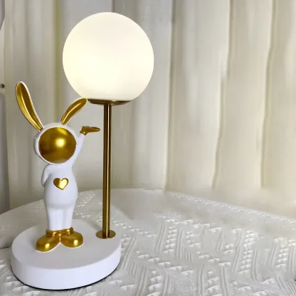 Whimsical Bunny Kids Lamp Glass Planet Design for Bedroom