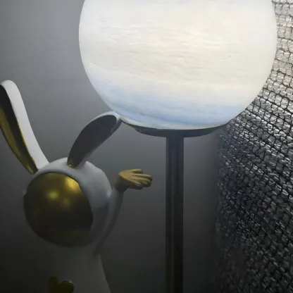 Whimsical Bunny Kids Lamp Glass Planet Design for Bedroom