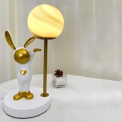 Whimsical Bunny Kids Lamp Glass Planet Design for Bedroom