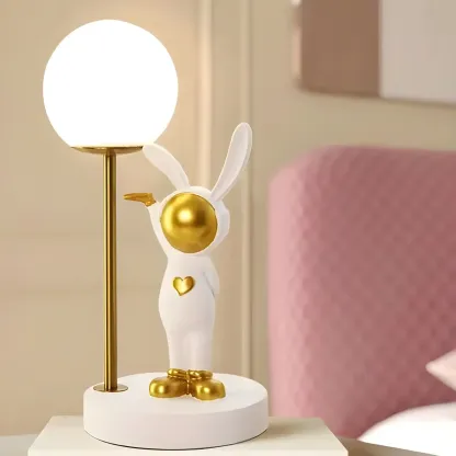 Whimsical Bunny Kids Lamp Glass Planet Design for Bedroom