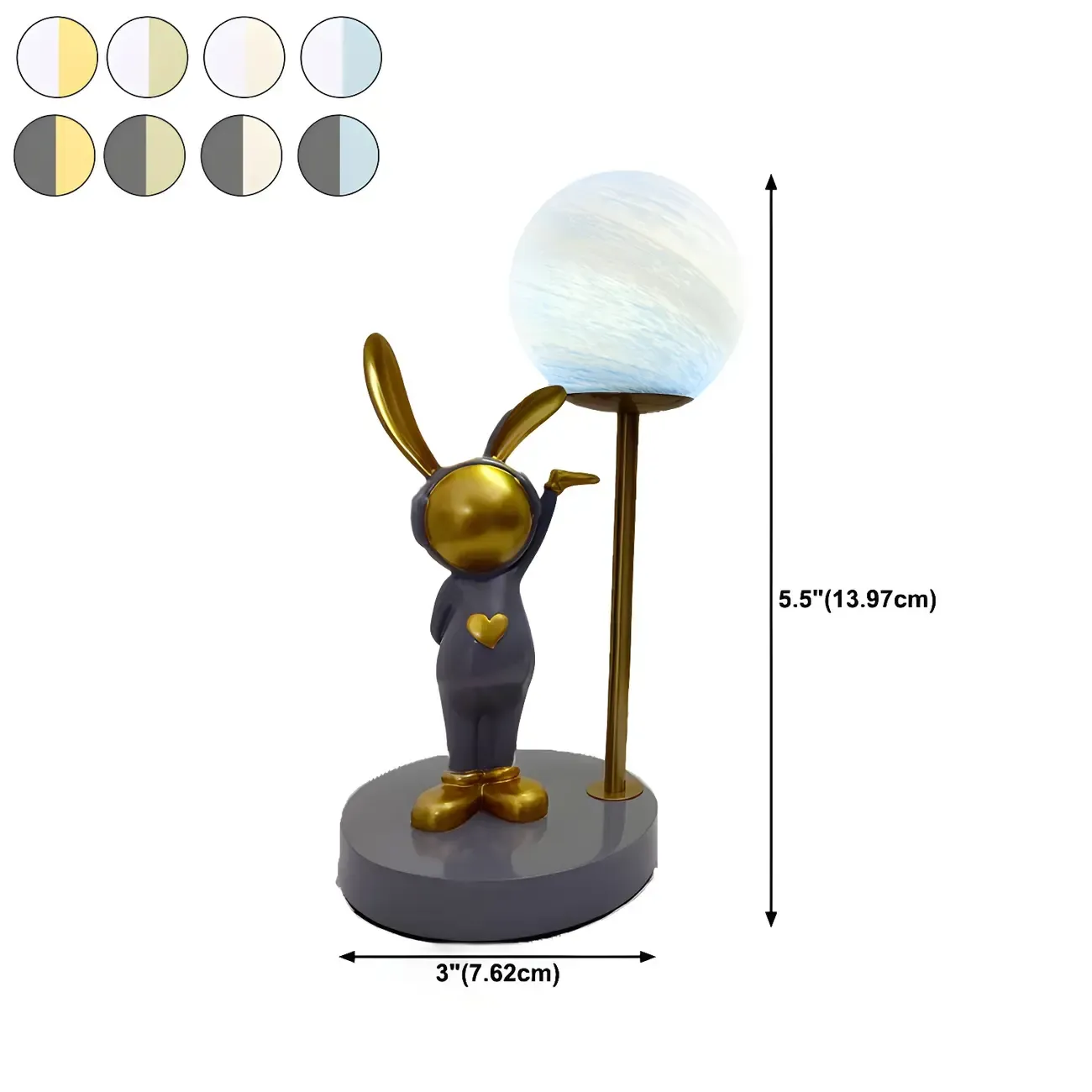 Whimsical Bunny Kids Lamp Glass Planet Design for Bedroom