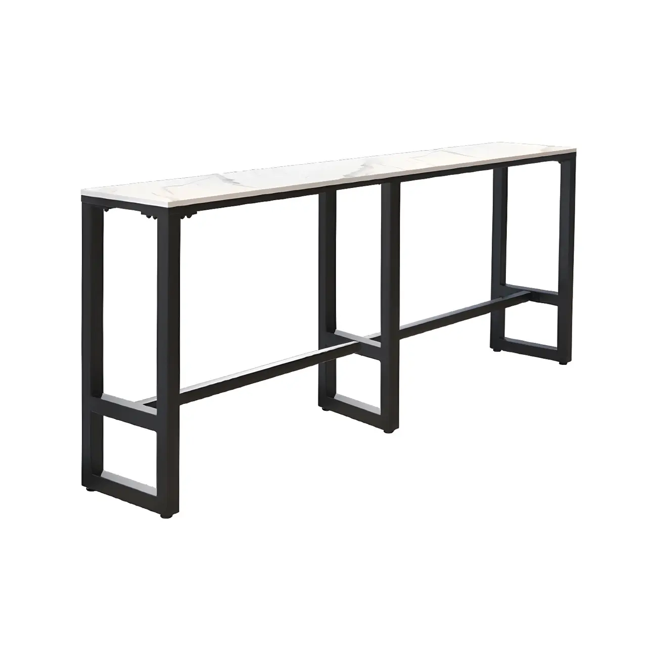 Rectangular White Marble Top Bar Tables with Iron Base Image - 9 | homeyfad