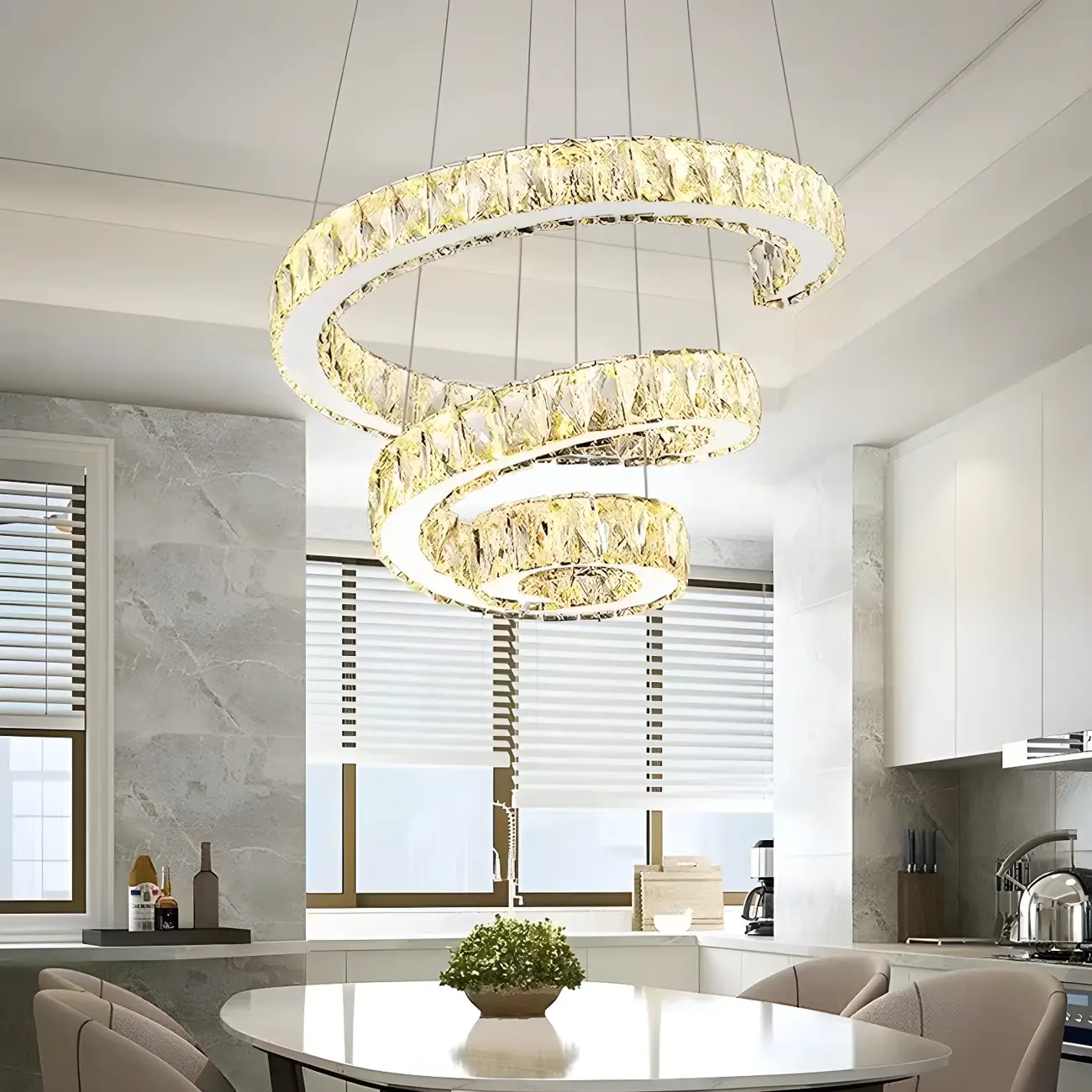 Luxury Spiral Ring Crystal Pendant Chandelier Light for Living Room  Image - 1 | homeyfad
