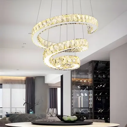 Luxury Spiral Ring Crystal Pendant Chandelier Light for Living Room  Image - 2