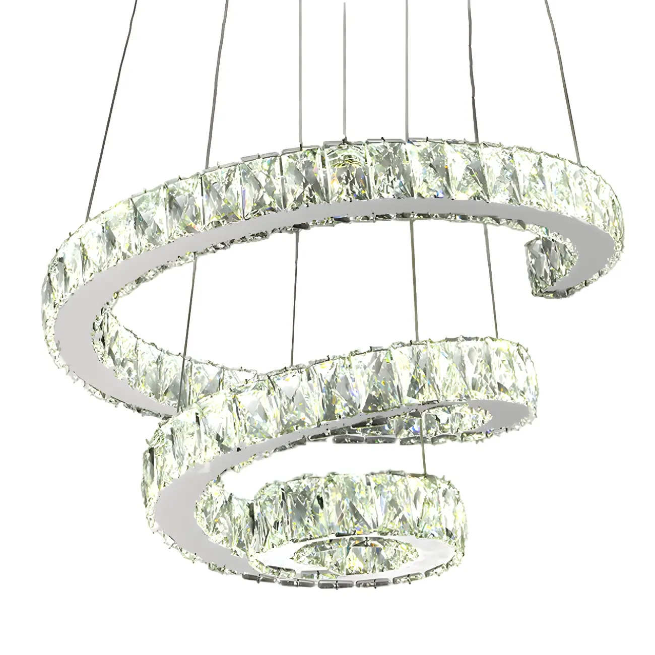 Luxury Spiral Ring Crystal Pendant Chandelier Light for Living Room  Image - 5 | homeyfad