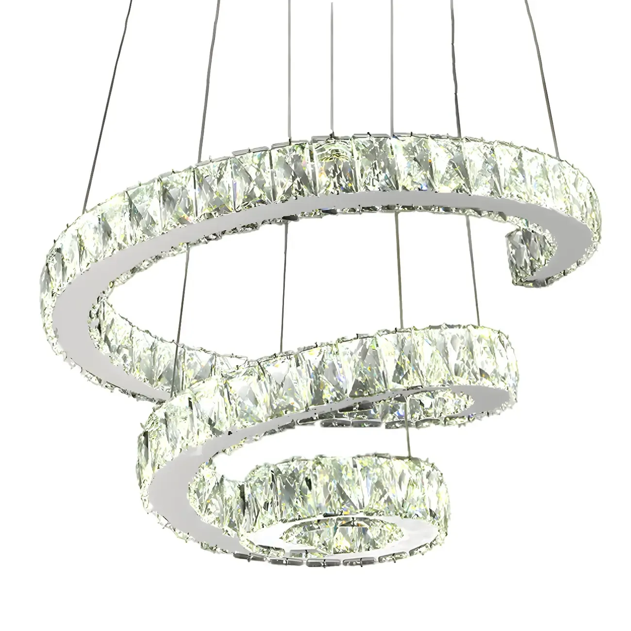 Luxury Spiral Ring Crystal Pendant Chandelier Light for Living Room  Image - 5