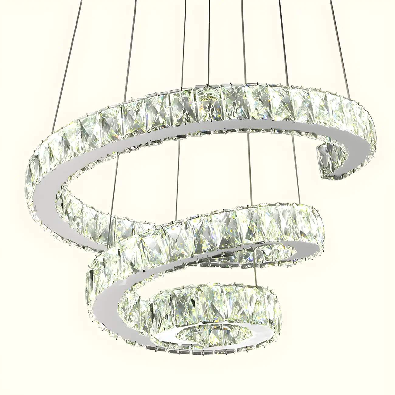 Luxury Spiral Ring Crystal Pendant Chandelier Light for Living Room  Image - 6 | homeyfad