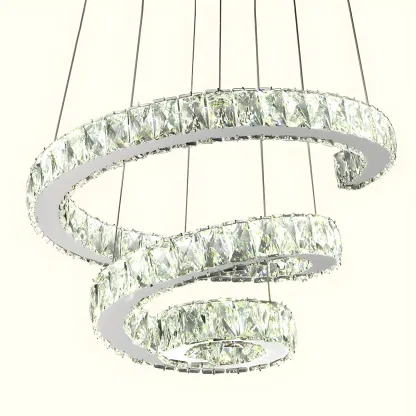 Luxury Spiral Ring Crystal Pendant Chandelier Light for Living Room  Image - 6