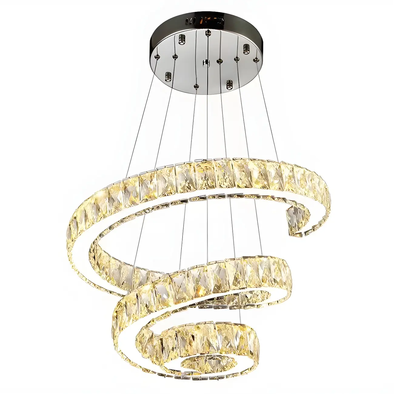 Luxury Spiral Ring Crystal Pendant Chandelier Light for Living Room  Image - 7 | homeyfad
