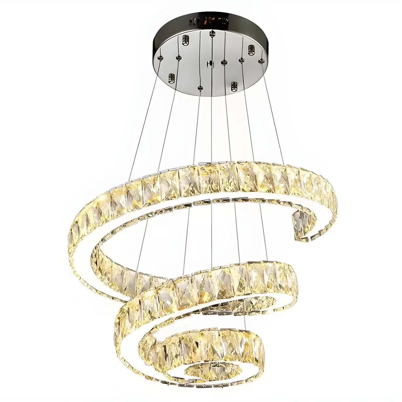 Luxury Spiral Ring Crystal Pendant Chandelier Light for Living Room  Image - 7