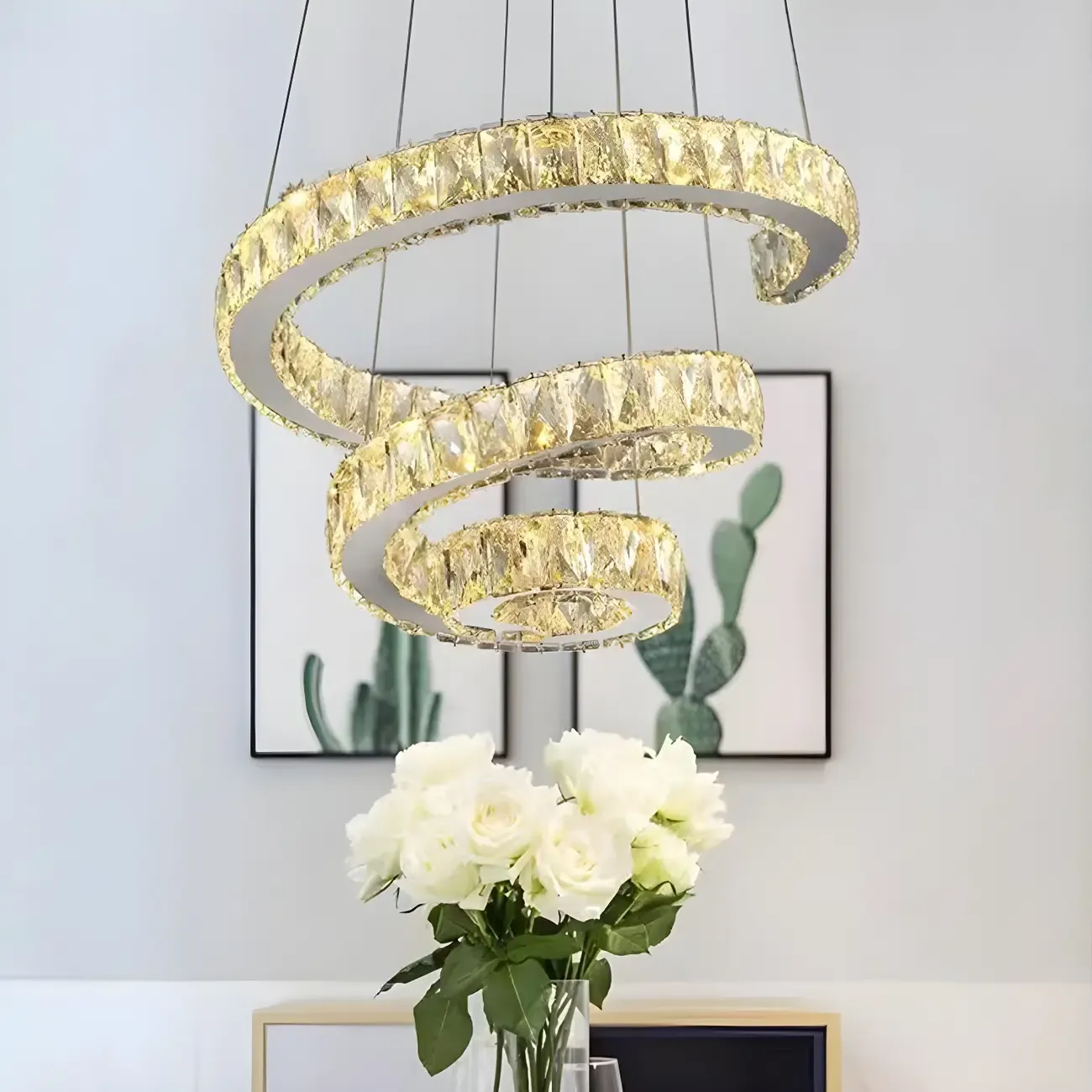 Luxury Spiral Ring Crystal Pendant Chandelier Light for Living Room  Image - 10