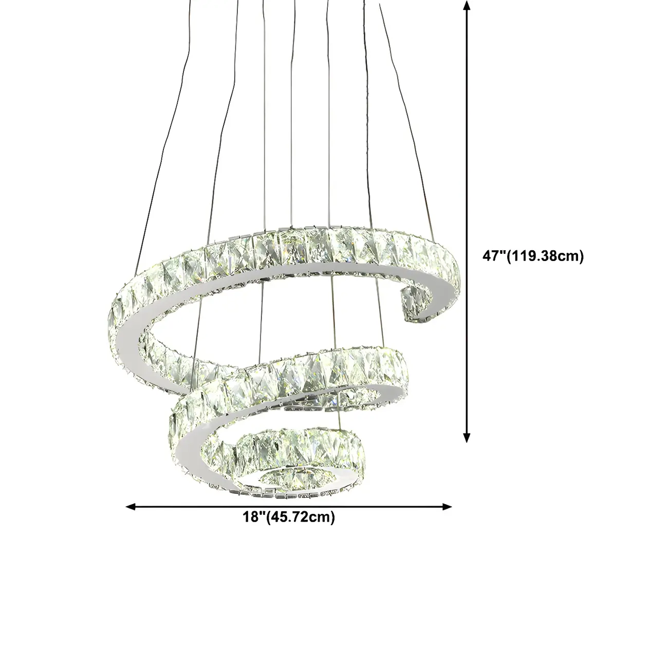 Luxury Spiral Ring Crystal Pendant Chandelier Light for Living Room  #size | homeyfad