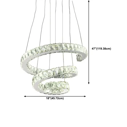 Luxury Spiral Ring Crystal Pendant Chandelier Light for Living Room  #size