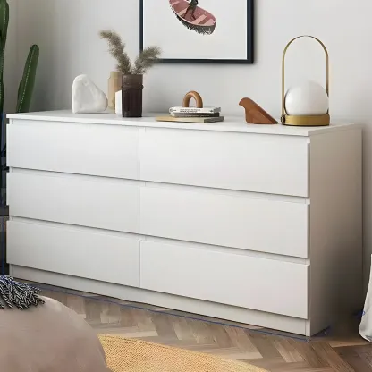 Minimalist White Wooden Bedroom Dresser Multi-drawer Image - 2