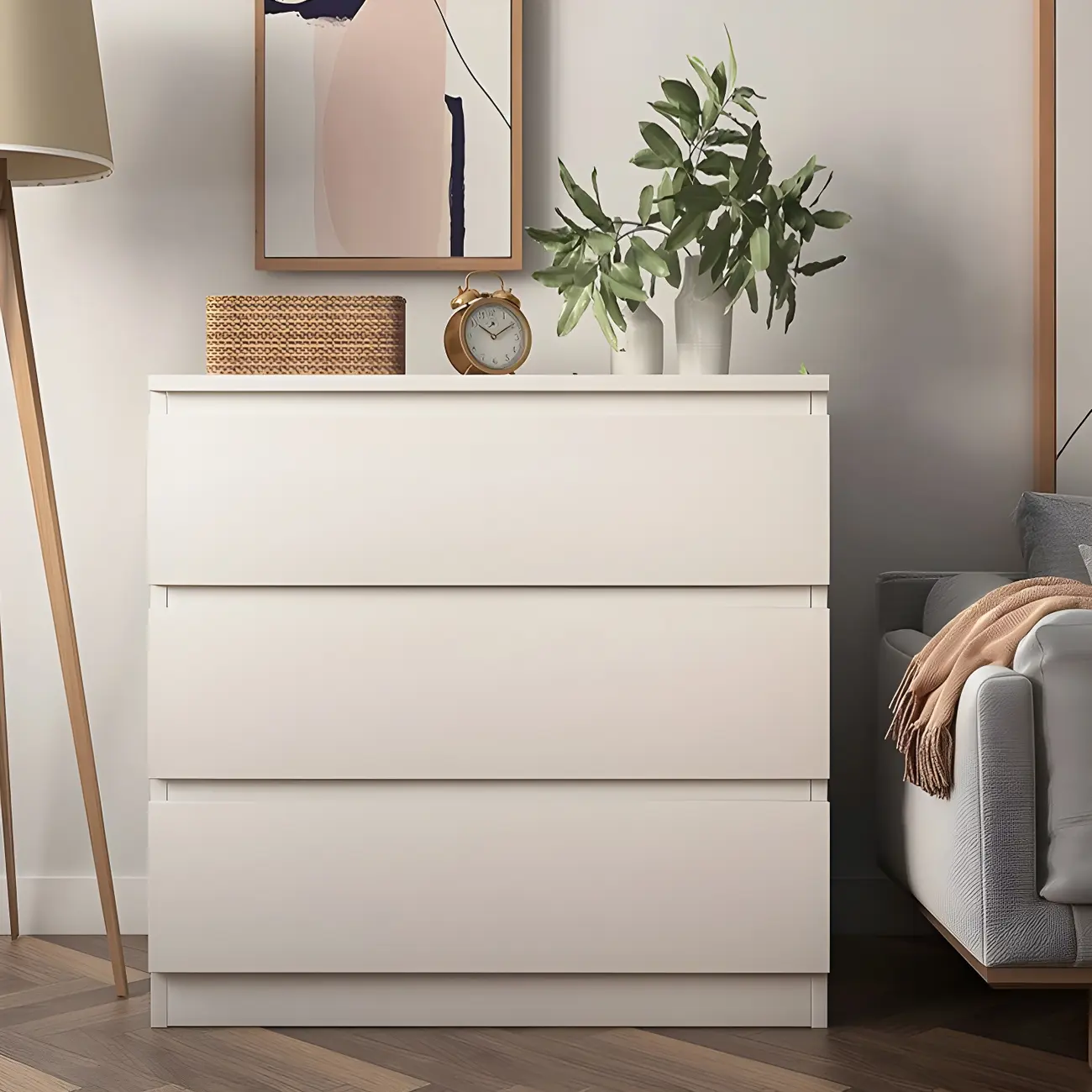 Minimalist White Wooden Bedroom Dresser Multi-drawer Image - 4 | homeyfad