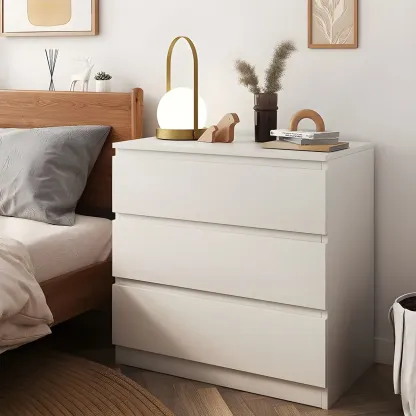 Minimalist White Wooden Bedroom Dresser Multi-drawer Image - 3