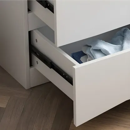 Minimalist White Wooden Bedroom Dresser Multi-drawer Image - 5