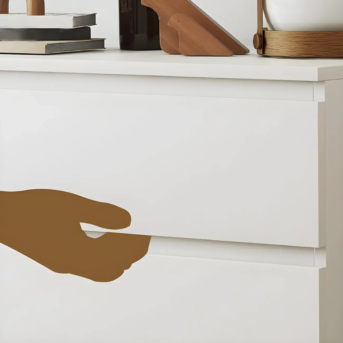 Minimalist White Wooden Bedroom Dresser Multi-drawer Image - 7