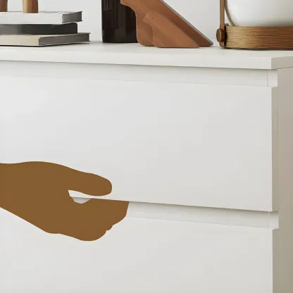 Minimalist White Wooden Bedroom Dresser Multi-drawer Image - 7