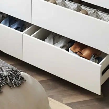 Minimalist White Wooden Bedroom Dresser Multi-drawer Image - 6