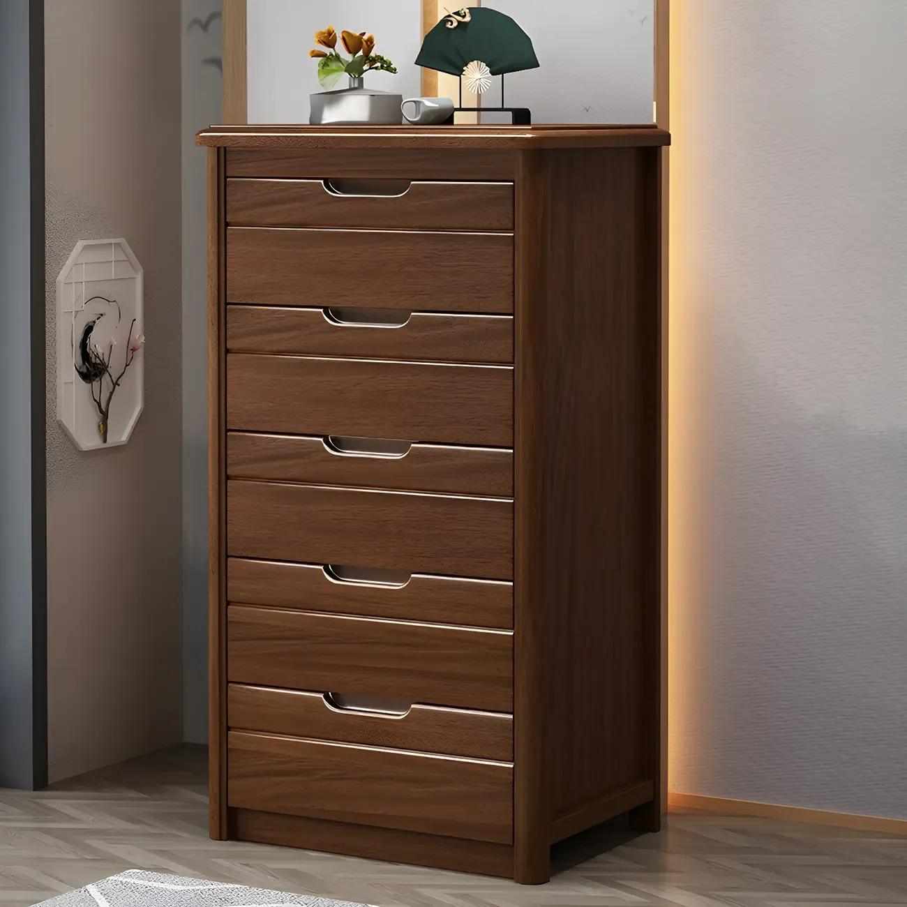 Contemporary Brown Wooden Dressers & Chests with Storage Image - 8