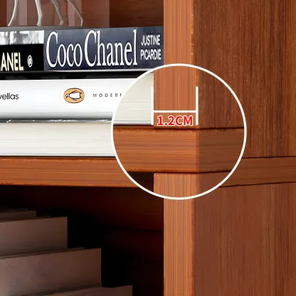 Vertical Tall Natural Wood 5-Shelf Corner Bookcase Image - 11