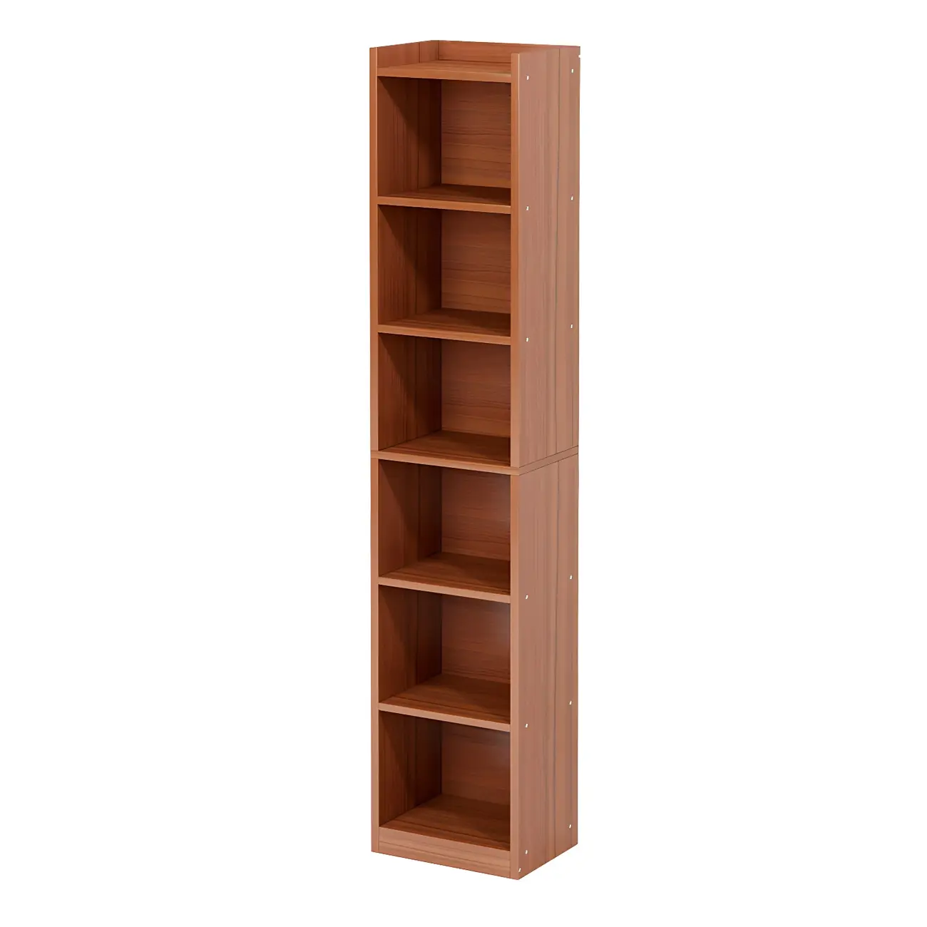 Vertical Tall Natural Wood 5-Shelf Corner Bookcase Image - 13 | homeyfad
