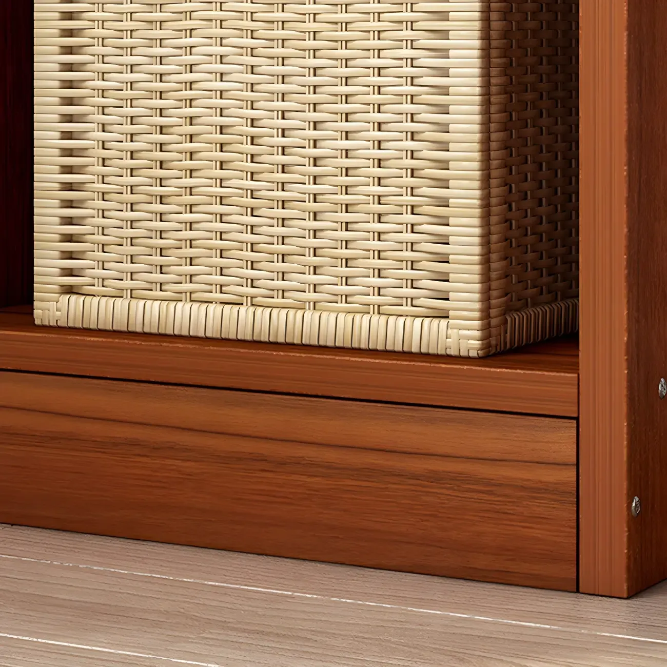 Vertical Tall Natural Wood 5-Shelf Corner Bookcase Image - 18