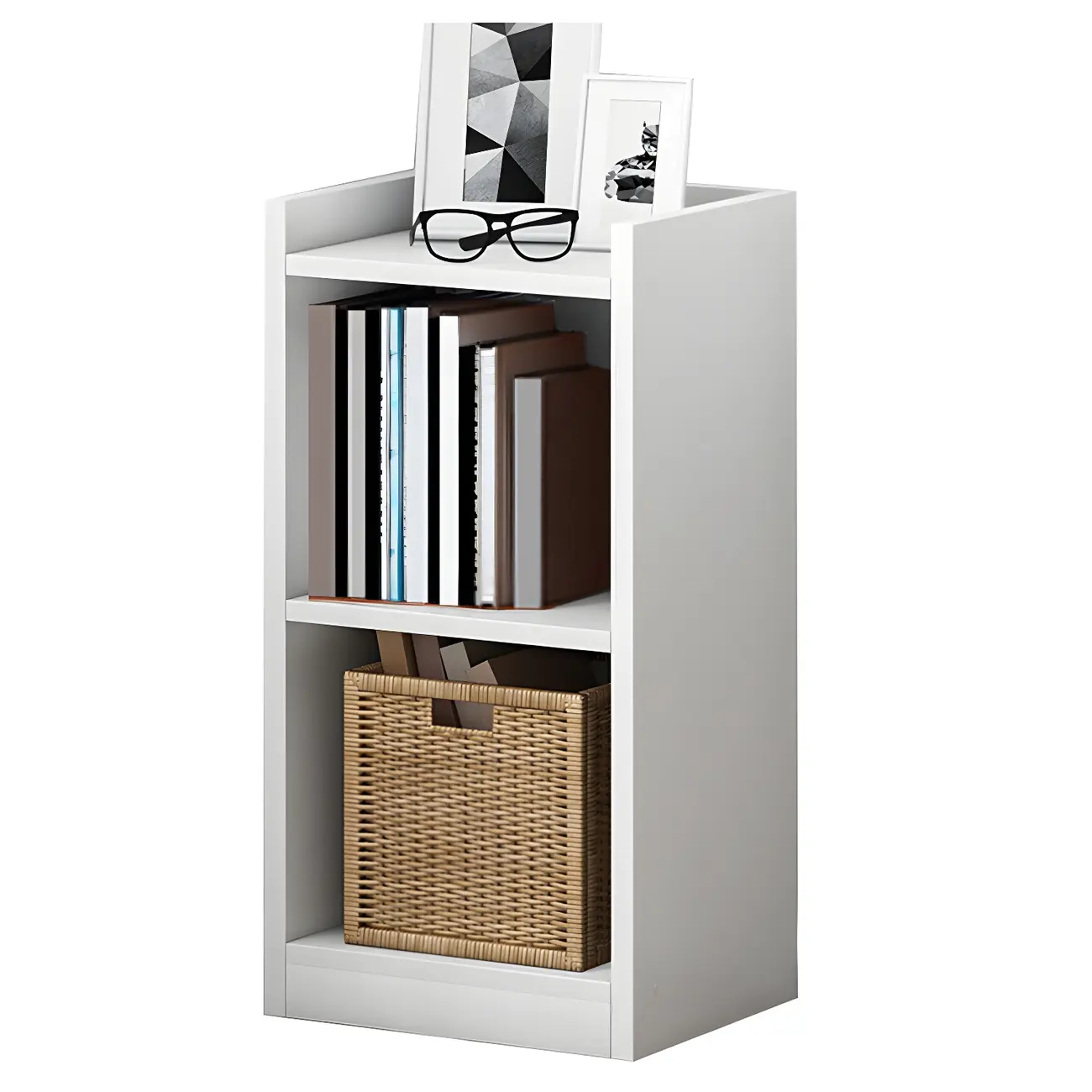 Vertical Tall Natural Wood 5-Shelf Corner Bookcase Image - 24 | homeyfad