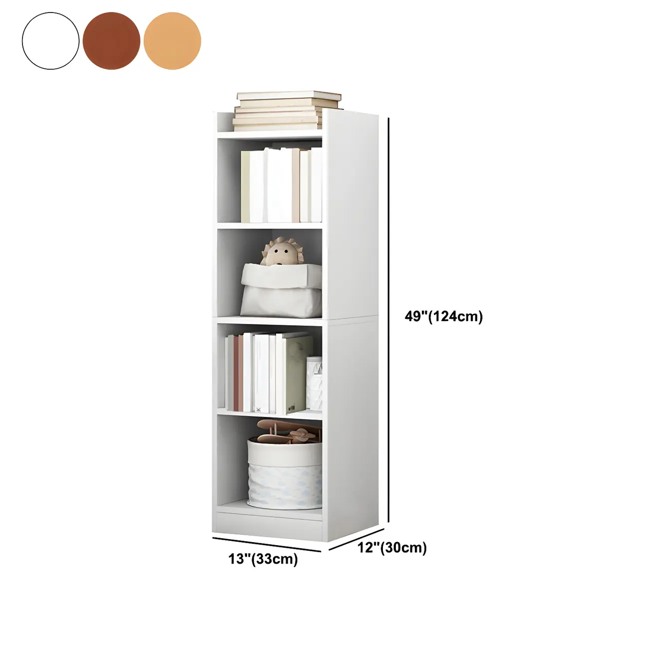 Vertical Tall Natural Wood 5-Shelf Corner Bookcase Image - 37 | homeyfad