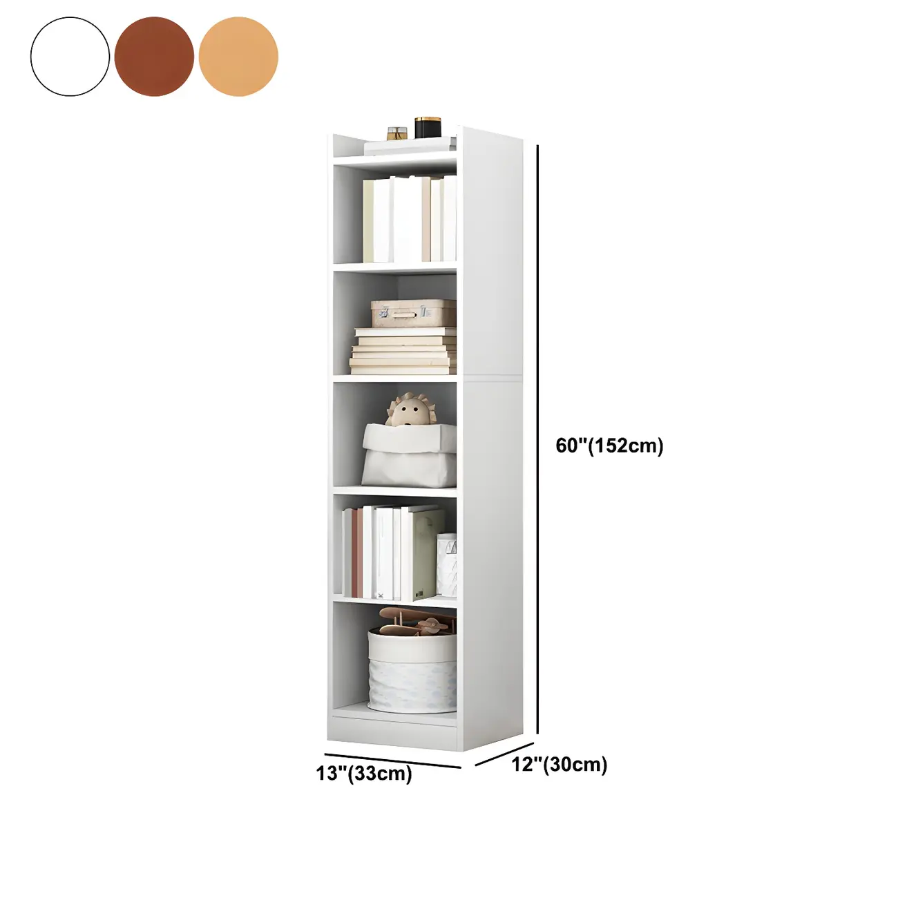 Vertical Tall Natural Wood 5-Shelf Corner Bookcase Image - 38 | homeyfad