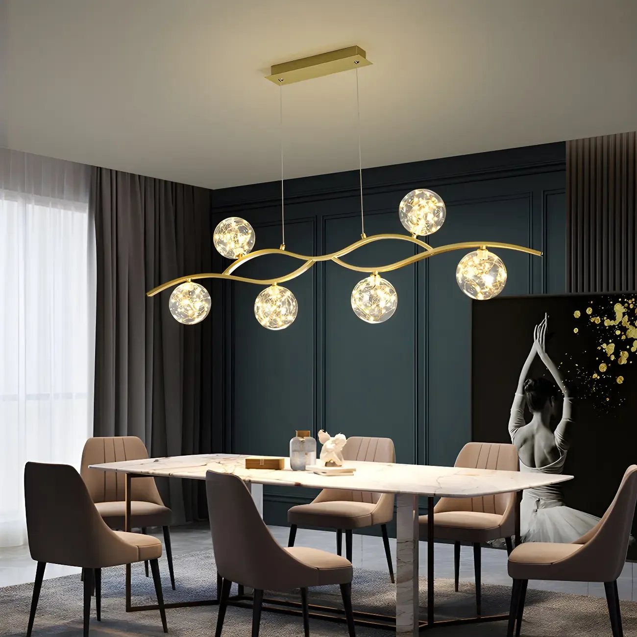 Modern Adjustable Clear Glass LED Pendant Light Image - 1