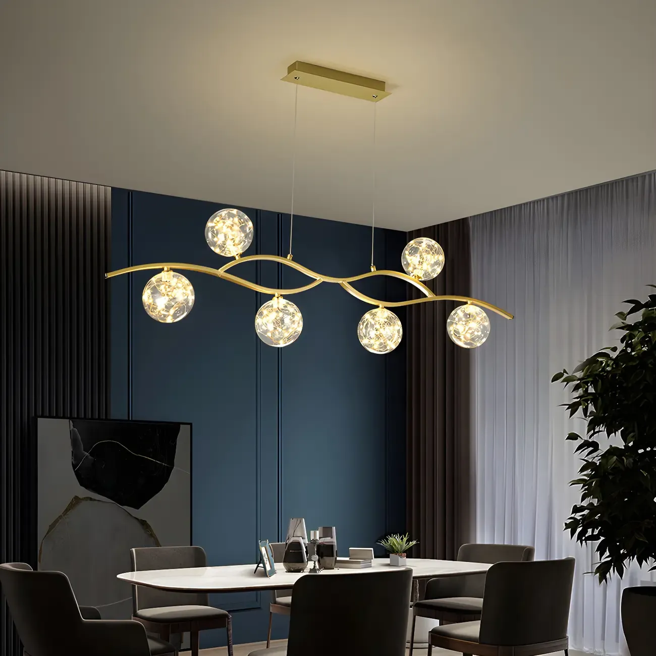 Modern Adjustable Clear Glass LED Pendant Light Image - 5