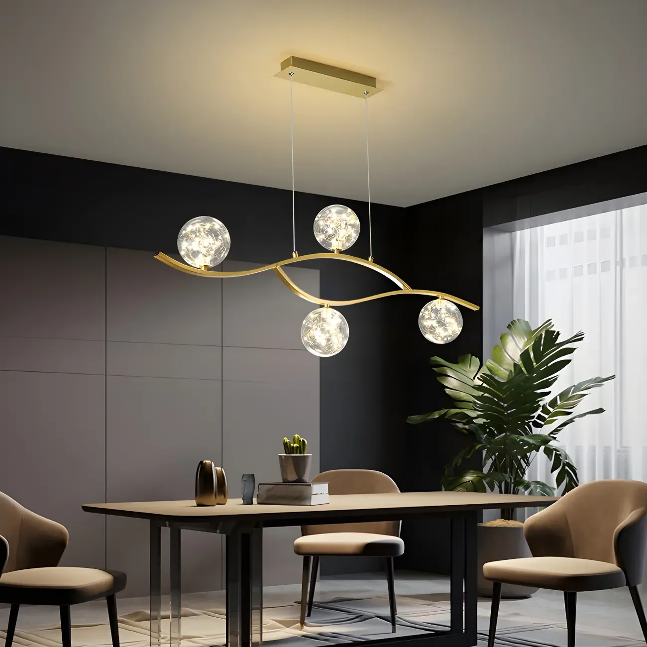 Modern Adjustable Clear Glass LED Pendant Light Image - 3