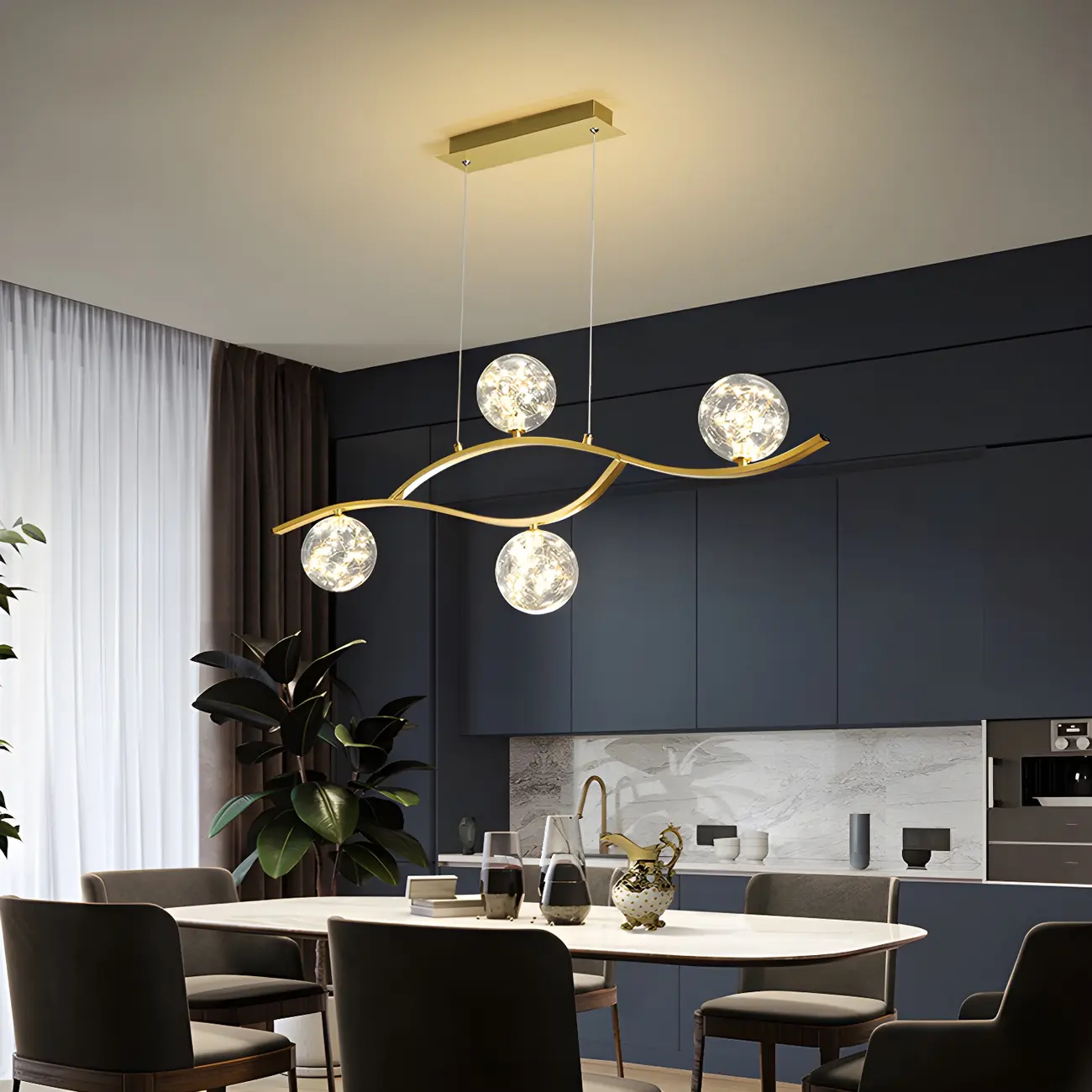 Modern Adjustable Clear Glass LED Pendant Light Image - 14 | homeyfad