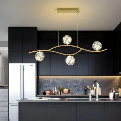 Modern Adjustable Clear Glass LED Pendant Light Image - 15