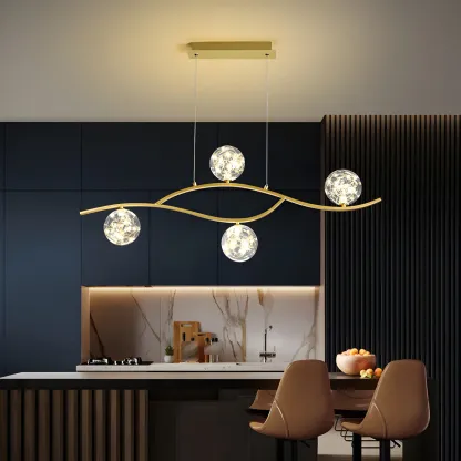 Modern Adjustable Clear Glass LED Pendant Light Image - 17