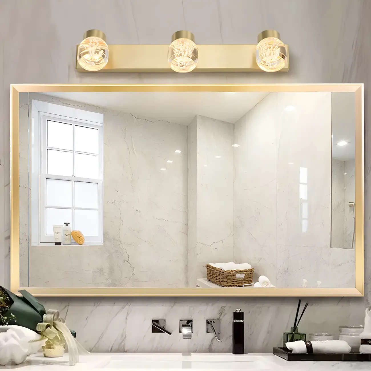 Modern Gold Multi-Light Vanity Bar Bathroom Fixture Image - 1