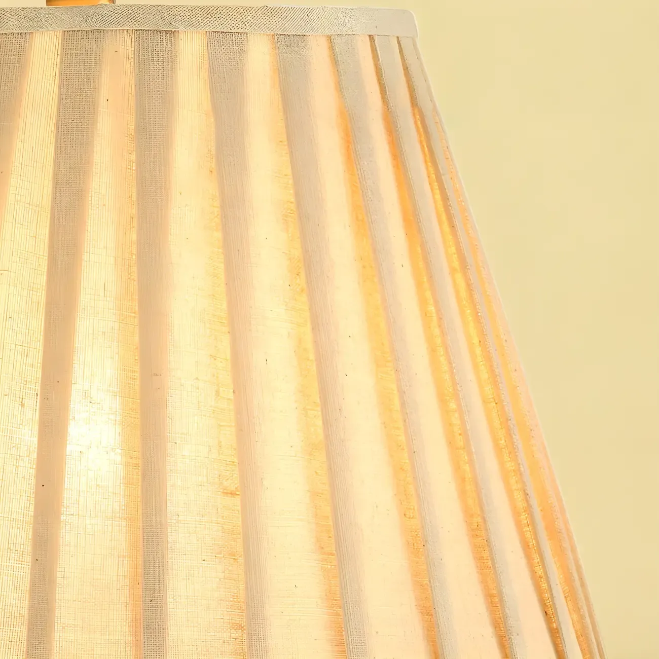 Traditional Light Yellow Fabric Shade Floral Ceramic Table Lamp Image - 12