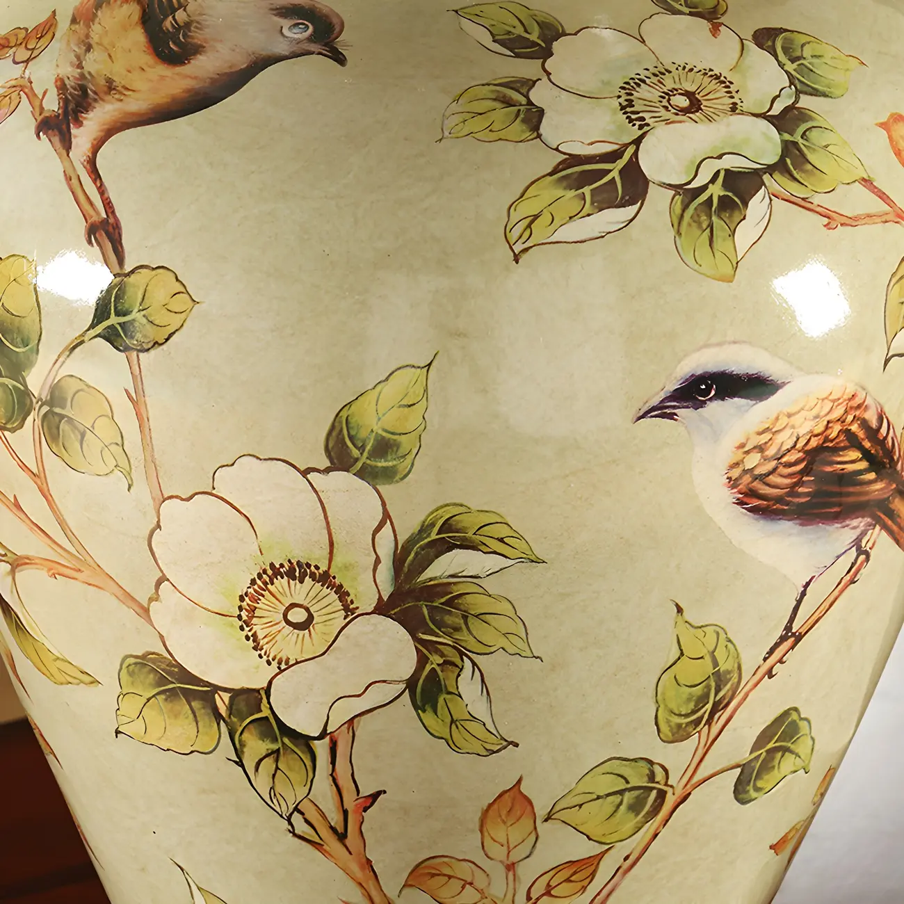 Traditional Light Yellow Fabric Shade Floral Ceramic Table Lamp Image - 13 | homeyfad