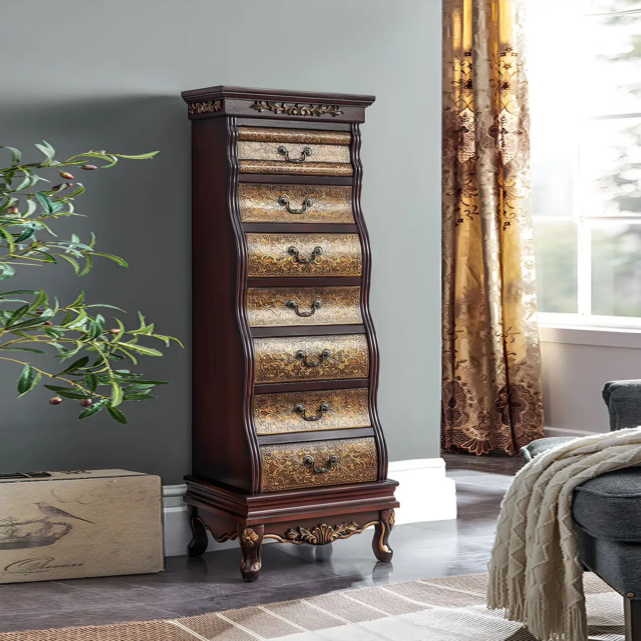 7-drawer Traditional Vertical Solid Wood Lingerie Chest Image - 3 | homeyfad