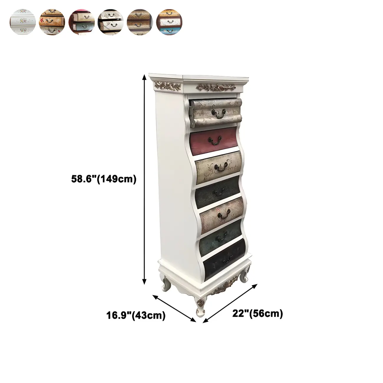 7-drawer Traditional Vertical Solid Wood Lingerie Chest #size | homeyfad